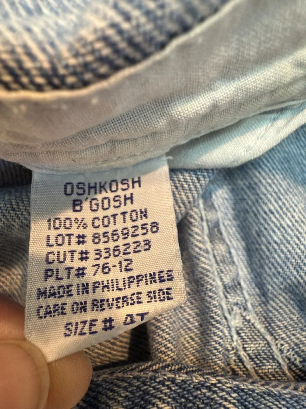 Vtg 90s OshKosh Denim Overalls 4T Striped Pocket Detail Snap Leg Philippines